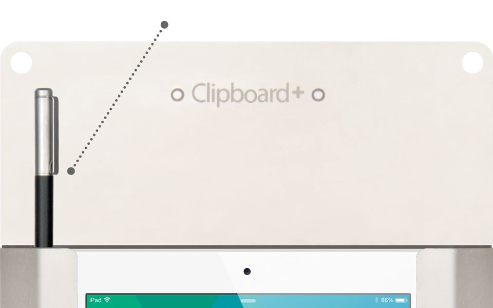 Stylus holder on Clipboard